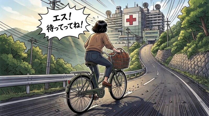 自転車で走る妻のイメージ