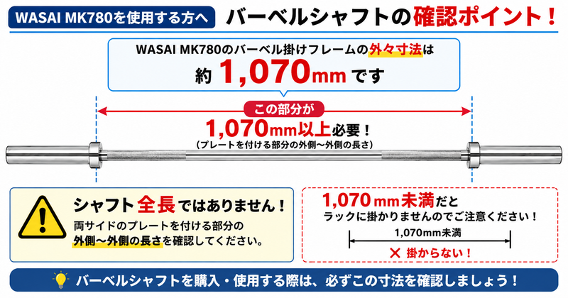 WASAI MK780のシャフト内寸注意点画像