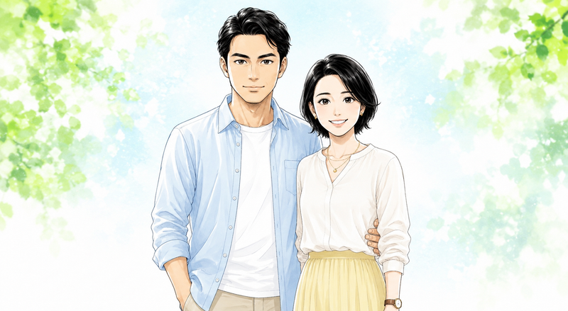 田舎暮らしをするエスと妻エムのプロフィールイラスト